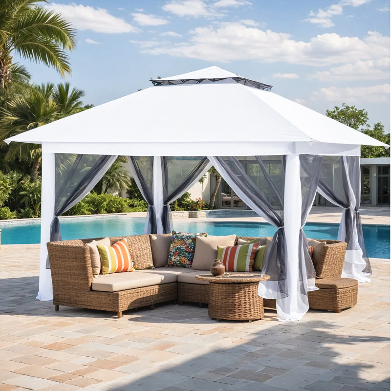  12 Ft. W x 12 Ft. D Metal Patio Gazebo, White