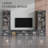 126'' Modern Entertainment Center Set of 3 for TVs up to 75 Inch, Wooden TV Stand Media Console with Storage, Gray TV Console and Two 4-tier Glass Shelves for Home-1526525164-1435591510