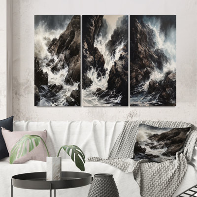 «Crashing Rocky Coastline», 3 pièces sur toile