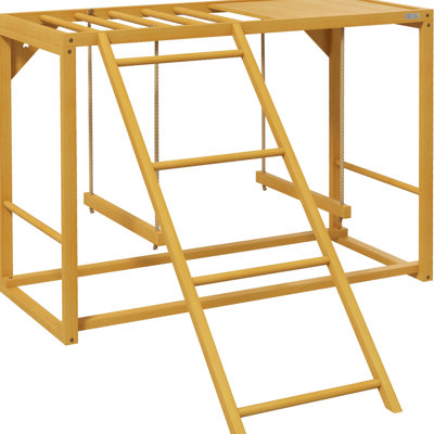 Jeu de poulet avec balançoire - accessoire en bois pour 3-4. Bois naturel durable et divertissant. Favorise le mouvement de l'animal. L 40,29 po x l 42,96 po. H 27,5 po. Assemblage requis. Utilisation à long terme.