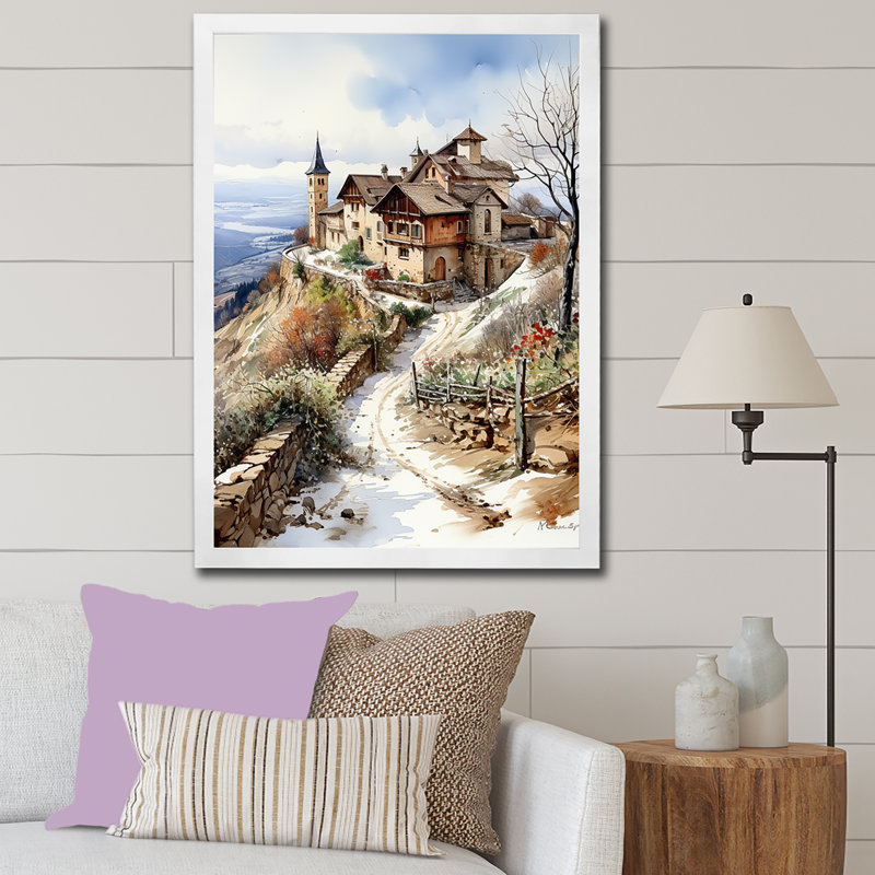 «Vineyard Winter Scenery IV», reproduction sur toile, H 32 po x l 24 po x P 1 po, Cadre simple blanc