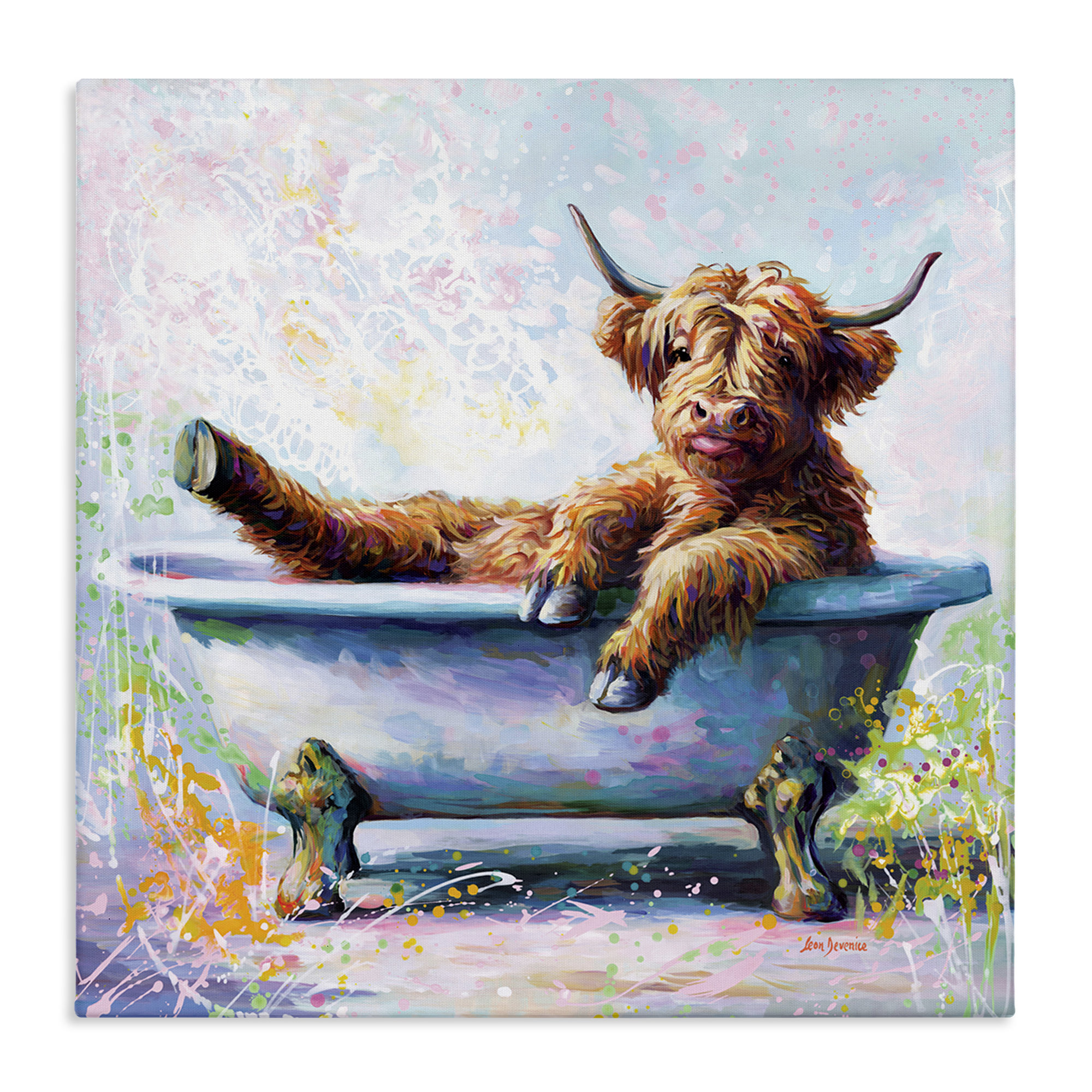 Trinx Splashing Baby Cow Canvas Wall Art by Leon Devenice - Wayfair Canada