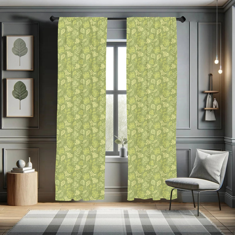Leaves Floral Semi-Sheer Rod Pocket Curtain Panels, 28" x 84"