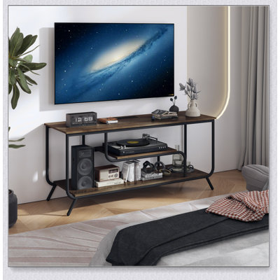 There are installation videos and scene videos. TV socket and LED light - TV stand TV up to 55 ", small unit modern TV console suitable for living room and bedroom, light