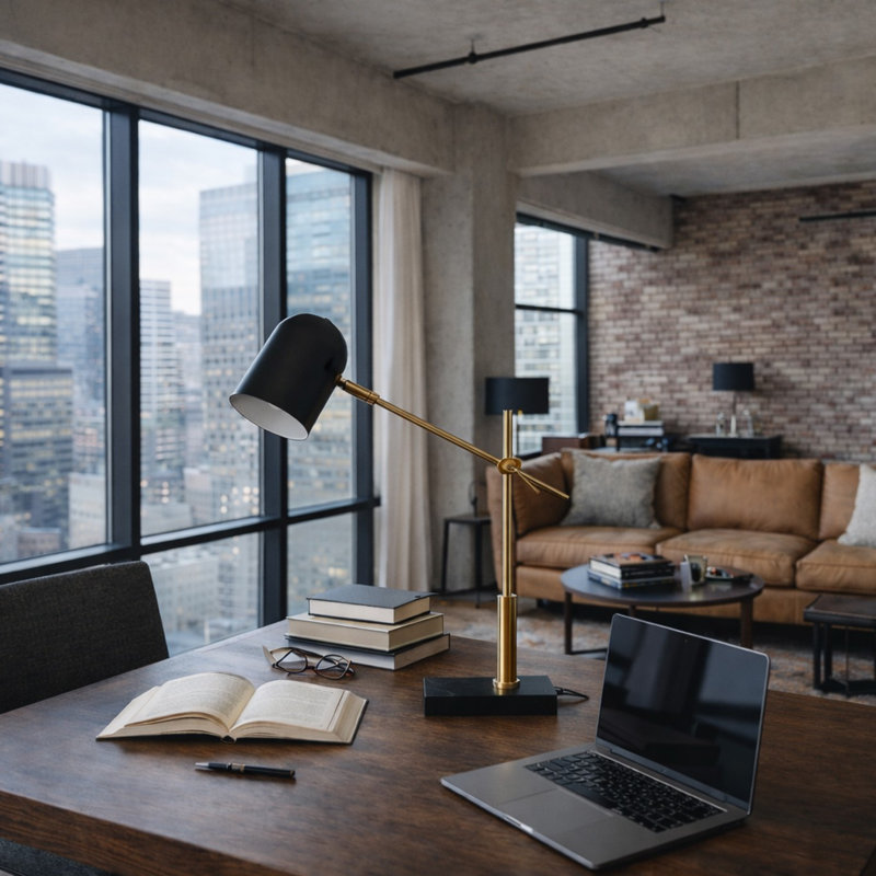 Modern Desk and Table Lamp - Black outer - White inner