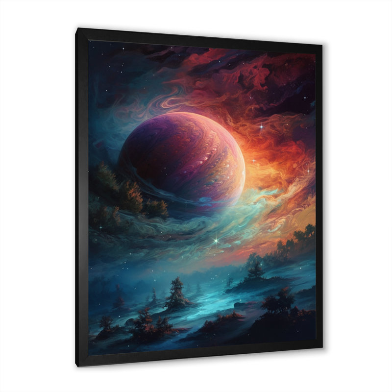 Imagine Space V sur toile, Cadre d'angle fermé noir, H 40 po x l 30 po x P 1,5 po