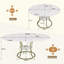 Table de salle à manger ronde extensible pour 4 à 6 personnes, de style campagnard avec tablette de rangement, base en métal doré et placage de marbre, qui s'étend de 43 à 59 pouces
