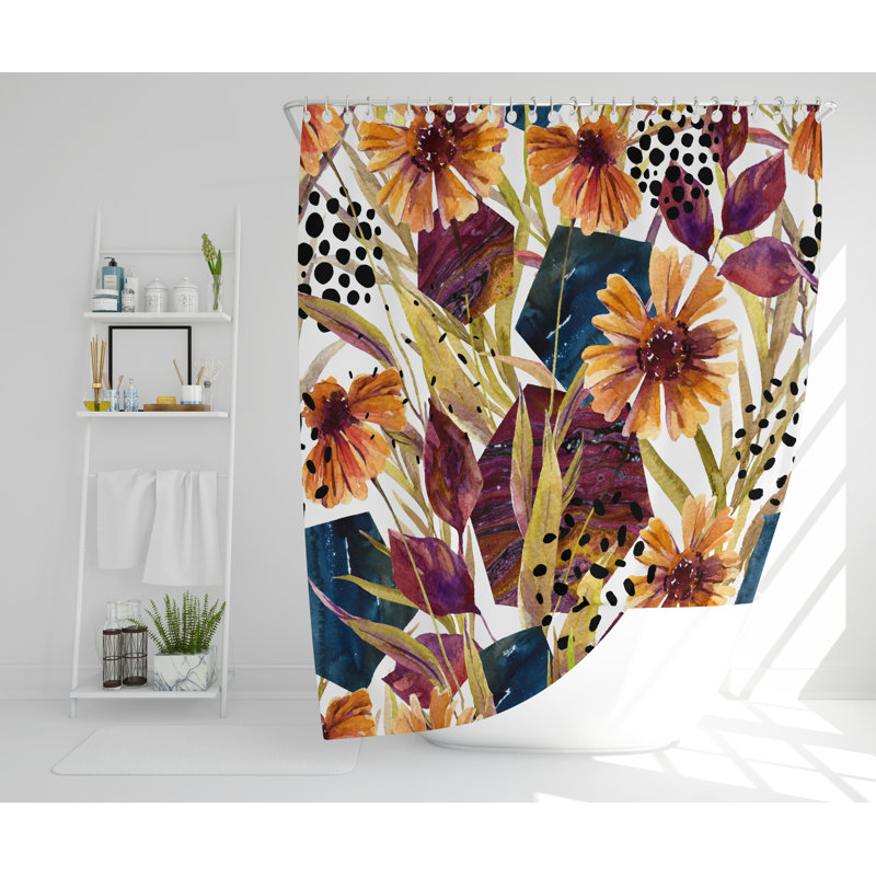 Egremt Polyester Shower Curtain Set, 168cm H x 168cm W