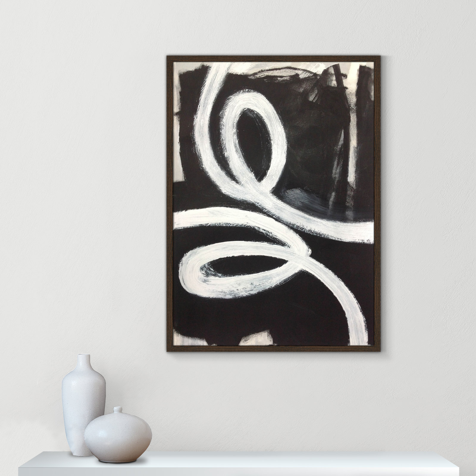 Swirly Swirls I Print, 35.5" H x 25.5" W x 0.75" D, Walnut Slim Unmatted Picture Framed