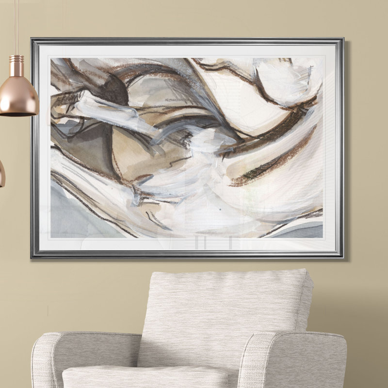 " Horse Abstraction II ", 20" H x 24" W x 1.5" D, Silver Frame