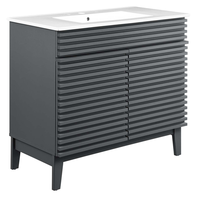 Ensemble de meuble-lavabo simple 36 po Render, gris
