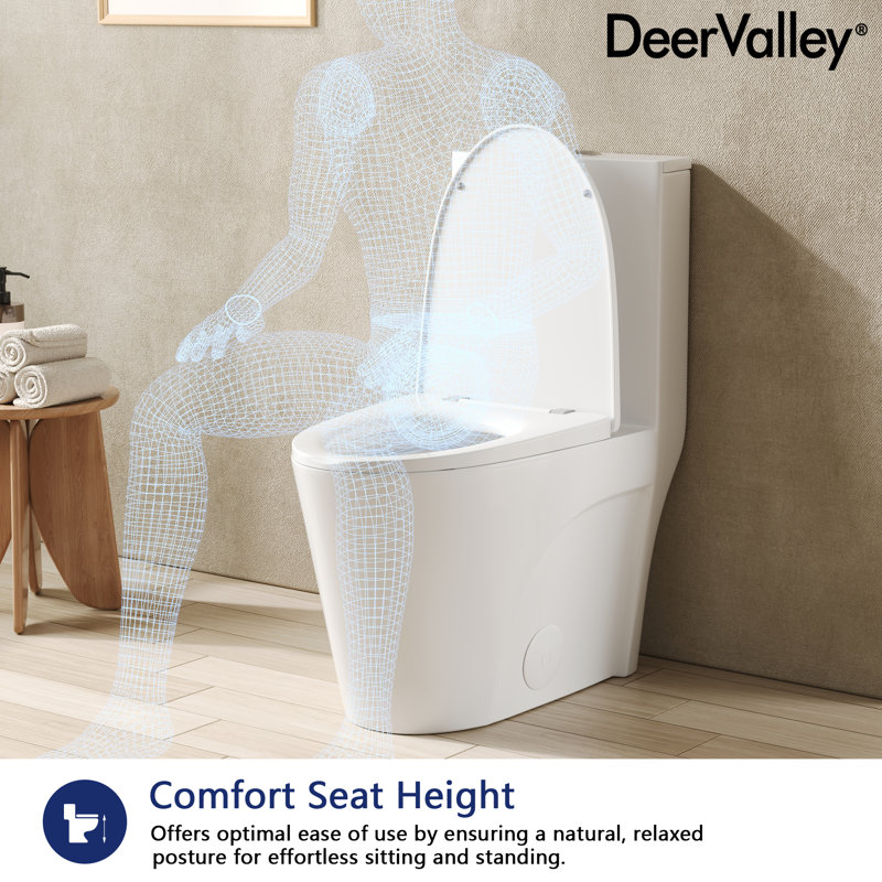 Toilette allongée moderne monobloc Ace 1,6 GPF, Blanc, 12"