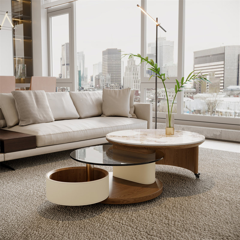 Ensemble de tables basses rondes avec rangement (table basse seulement)
