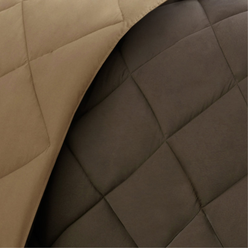 Full/Queen 3M Scotchgard Diamond Quilting Reversible Down Alternative Comforter Set, Full/Queen Comforter + 2 Shams, Brown