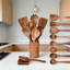 10-Piece Wooden Kitchen Utensil Set With Holder & Spoon Rest - Natural Wood Cooking Spoons, Spatulas, Pasta Server, Salad Fork, Skimmer For Non-Stick Cookware