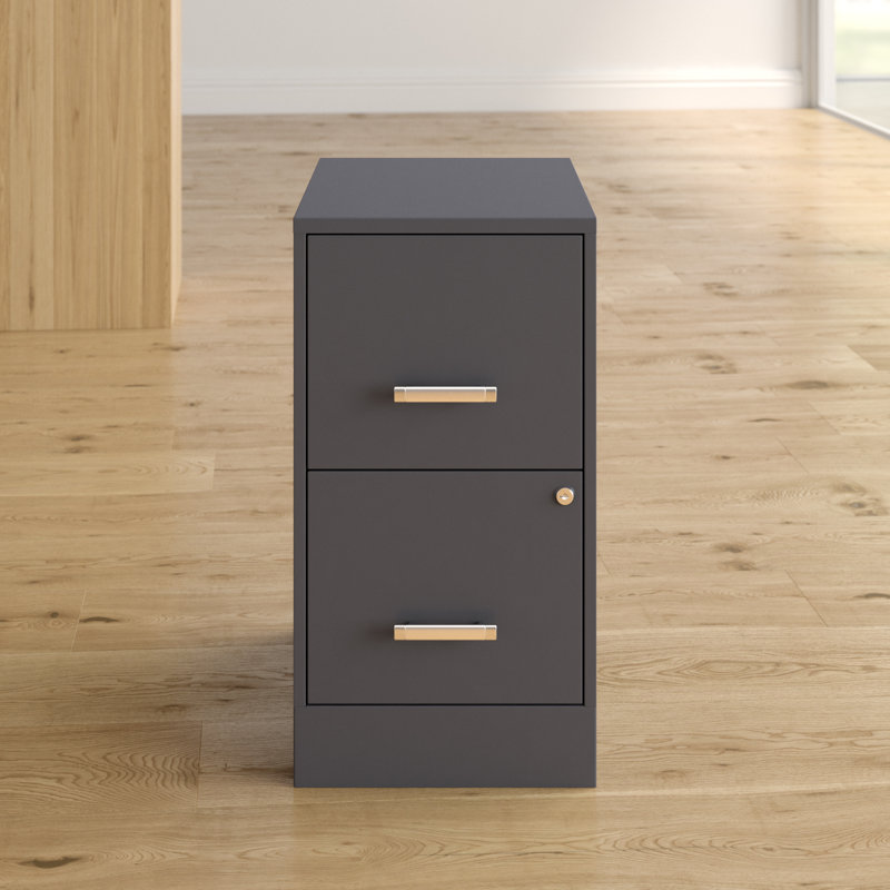 14.25'' Wide 2 -Drawer Steel File Cabinet, Charcoal