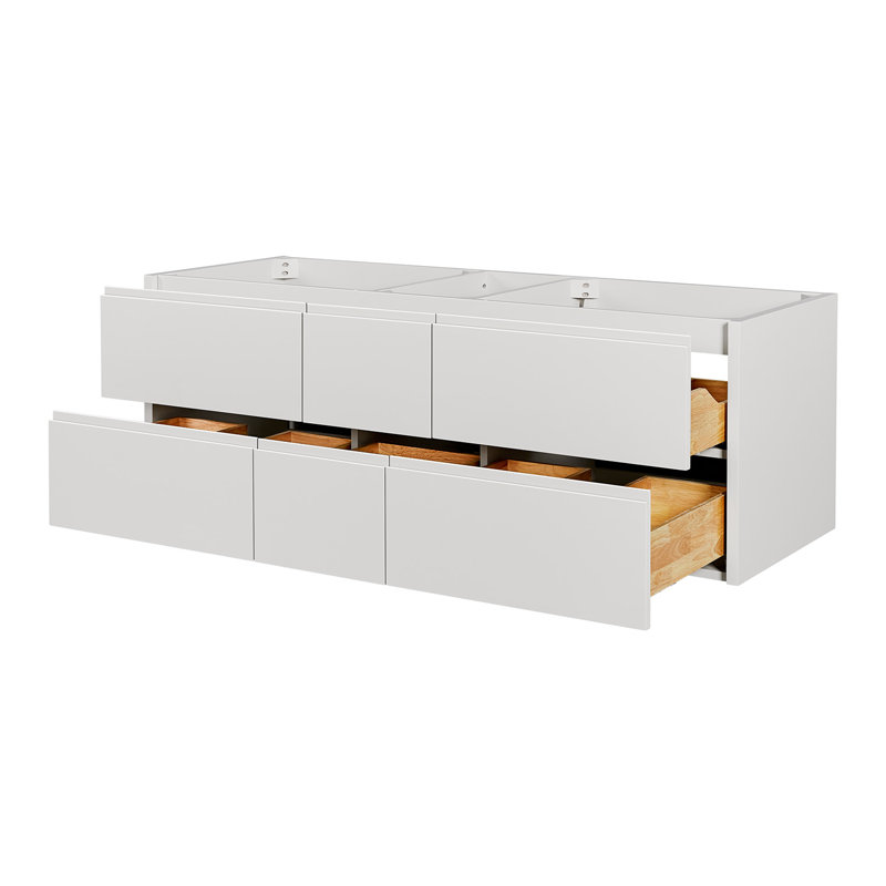   Ensemble de meuble-lavabo mural rectangulaire rectangulaire de 61 po avec ensemble de comptoir en marbre blanc de Carrare de 61 po Ensuko