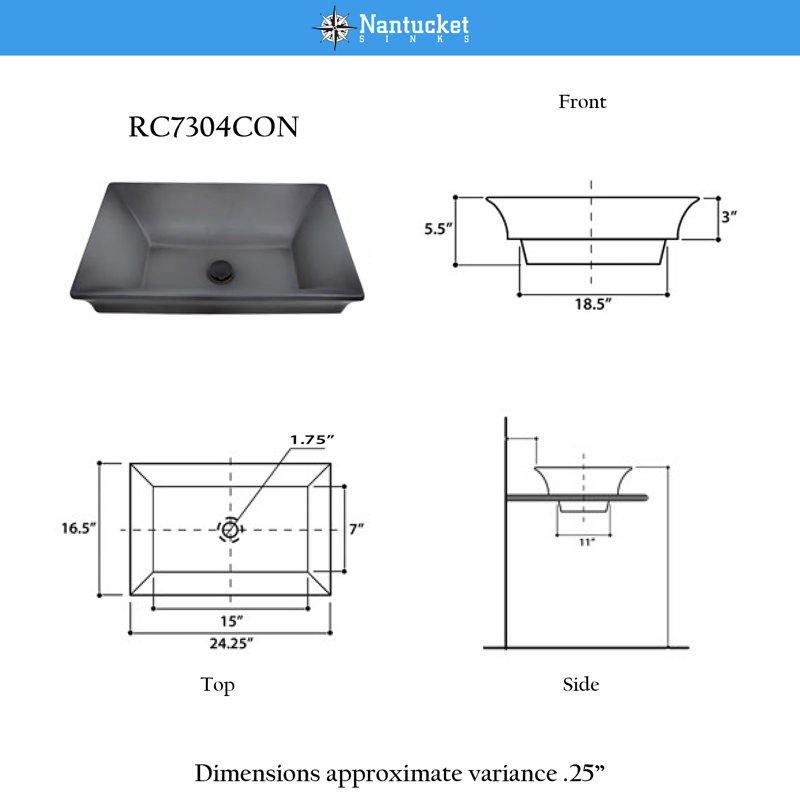 Regatta 24.25'' L Bathroom Sink, Bluff Concrete