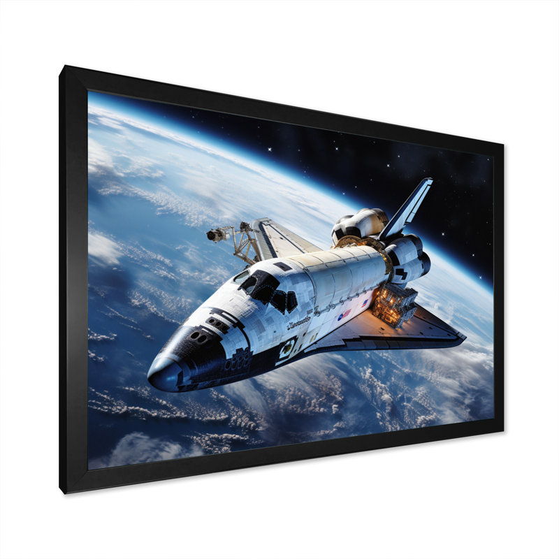 Navette Antares dans l'espace I sur toile, H 30 po x l 40 po x P 1,5 po, Cadre simple noir
