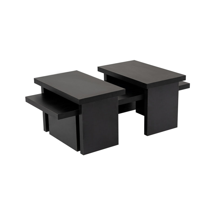 Modern Coffee Table Set (2 Pieces), Large: 43.3 x 11.8 x 17.7 inches & Small: 9.8 x 15.4 x 23.2 inches | 100% Melamine Coated Particle Board, Durable & Stylish for Living Room or Office Decor