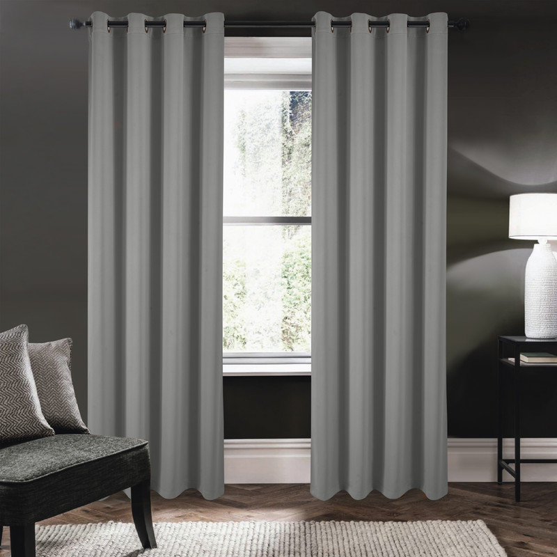 Panneau de rideau occultant 100% Fitnat, L 52 po x L 63 po, Gris anthracite