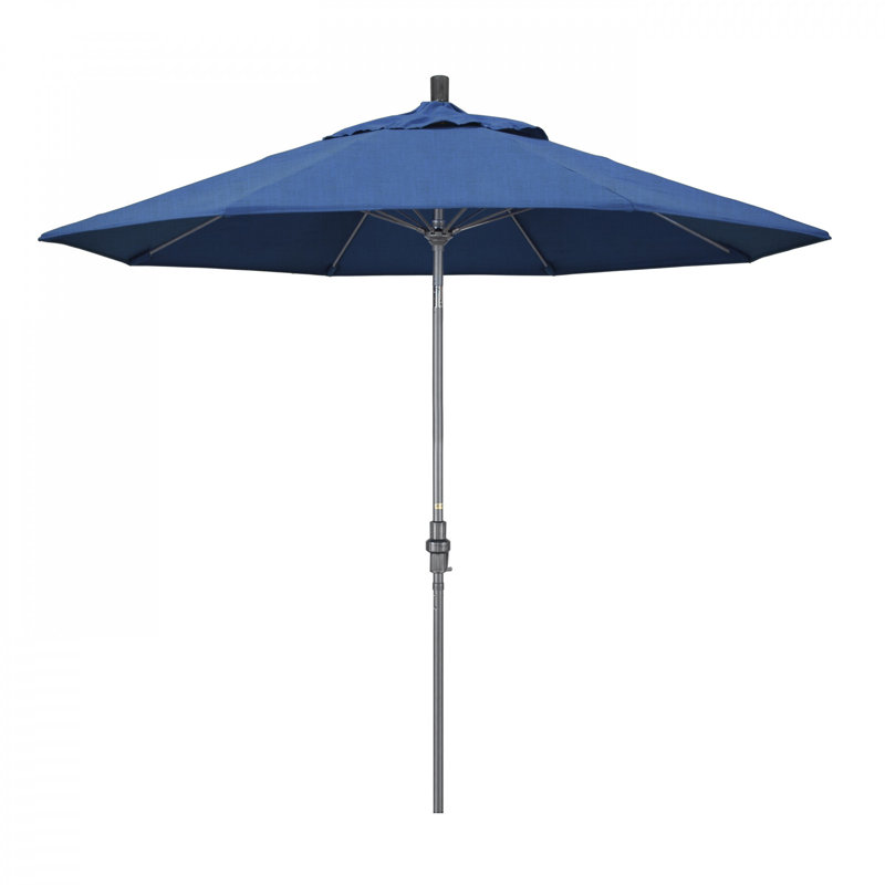 Parasol de marché 7,5 pi Brent, Toile bleu marine Sunbrella®, Argent argent