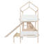 Lit superposé simple au-dessus d'un lit simple / double en bois en forme de maison avec glissade et escalier avec rangement Cadre de lit pour enfant beige + blanc-283581664