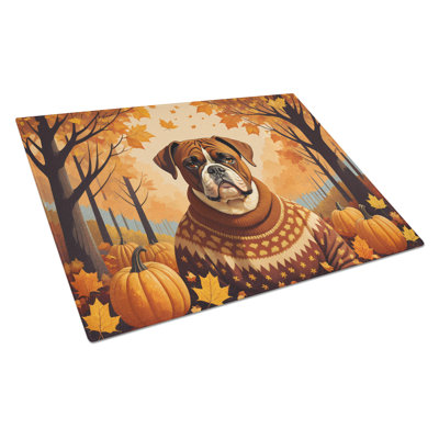 Boxer Fall Glass Cutting Board Large