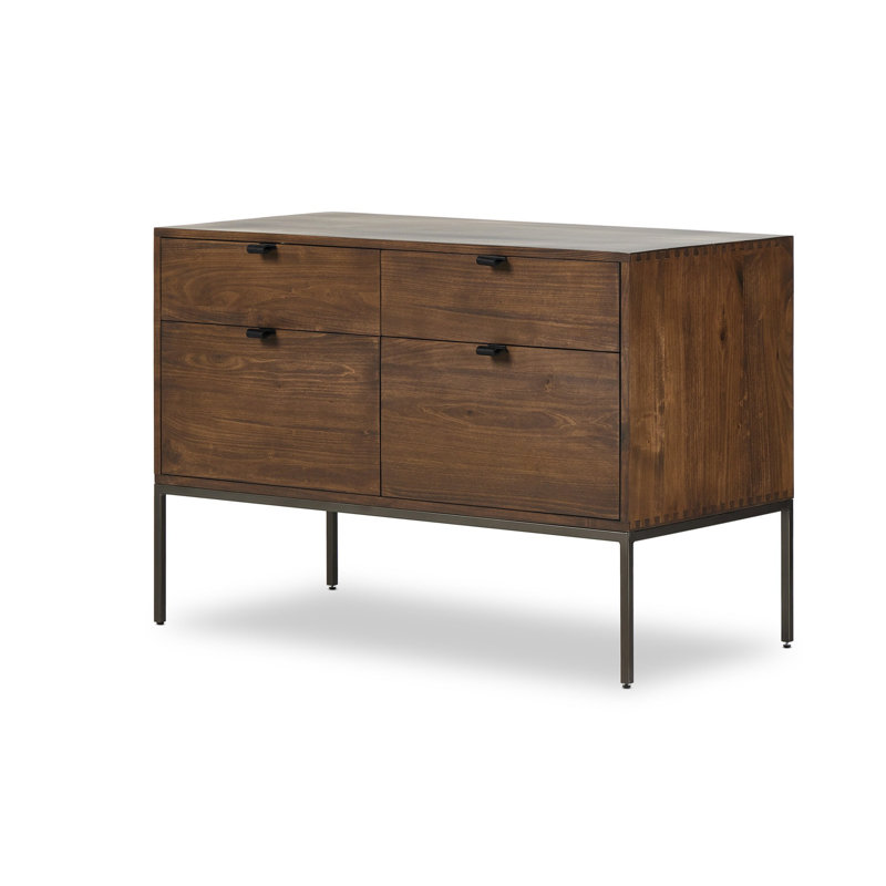 Trey 4 - Drawer Solid Wood File Cabinet, Brown