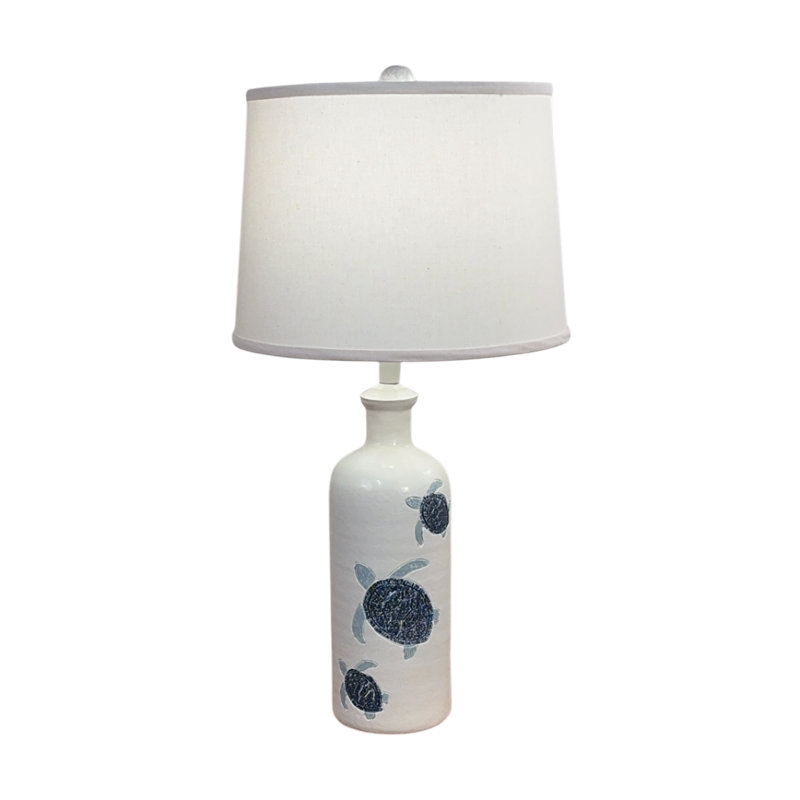 Cottage/Tide Etched Turtle Table Lamp, White