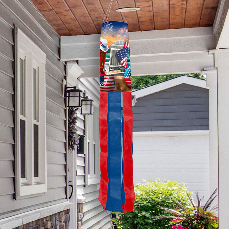 Beachfront Fireworks Fourth of July Windsock, Red/Blue/Green