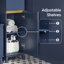 Armoire de rangement bleue pour salle de bain, grande armoire étroite autoportante avec 3 tablettes ouvertes, tablette réglable et tiroir, armoire de salle de bain mince pour petits espaces, l 13,8 po x P 11,8 po x H 66,9 po