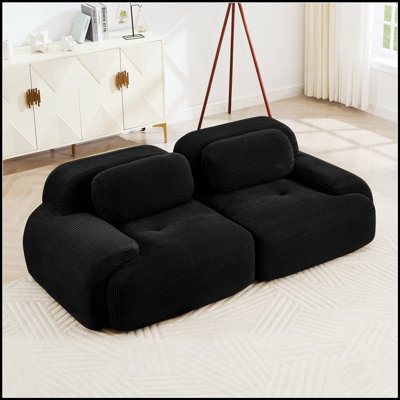  Canapé modulaire en tissu de velours côtelé avec accoudoirs incurvés, conception antidérapante et éponge à haute résilience pour les salons, les chambres à coucher et les pièces audiovisuelles