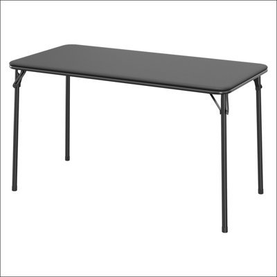 4 FT Beige Folding Table, Heavy Duty Foldable Tables with PU Leather, Metal Frame Portable Desk Indoor Outdoor, for Party, Banquet, Picnic, Camping, Wedding