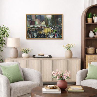 «Vintage City Street Market Scene», images de salon, impression sur toile encadrée sur toile.