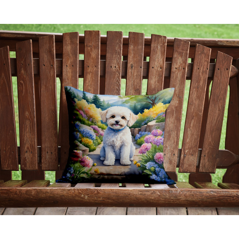 Coussin décoratif intérieur / extérieur Spring Path, H 14 po x l 14 po, Maltipoo