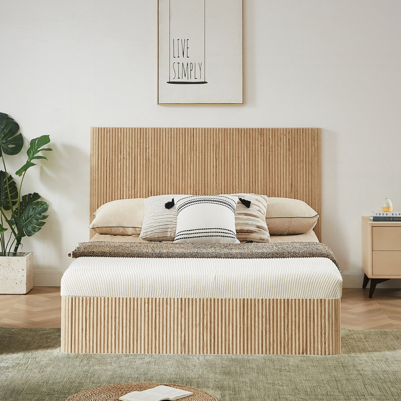 Size Lift Up Storage Bed Frame, Queen, Oak
