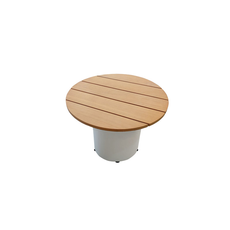 Deko Living 6 Place Seating Outdoor Aluminum and Teak Contour Sofa Set, Cream