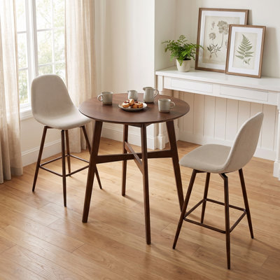 Ensemble de salle à manger 3 pièces, hauteur de comptoir rond 35,4 po, avec tabourets rembourrés pivotants à 360°
