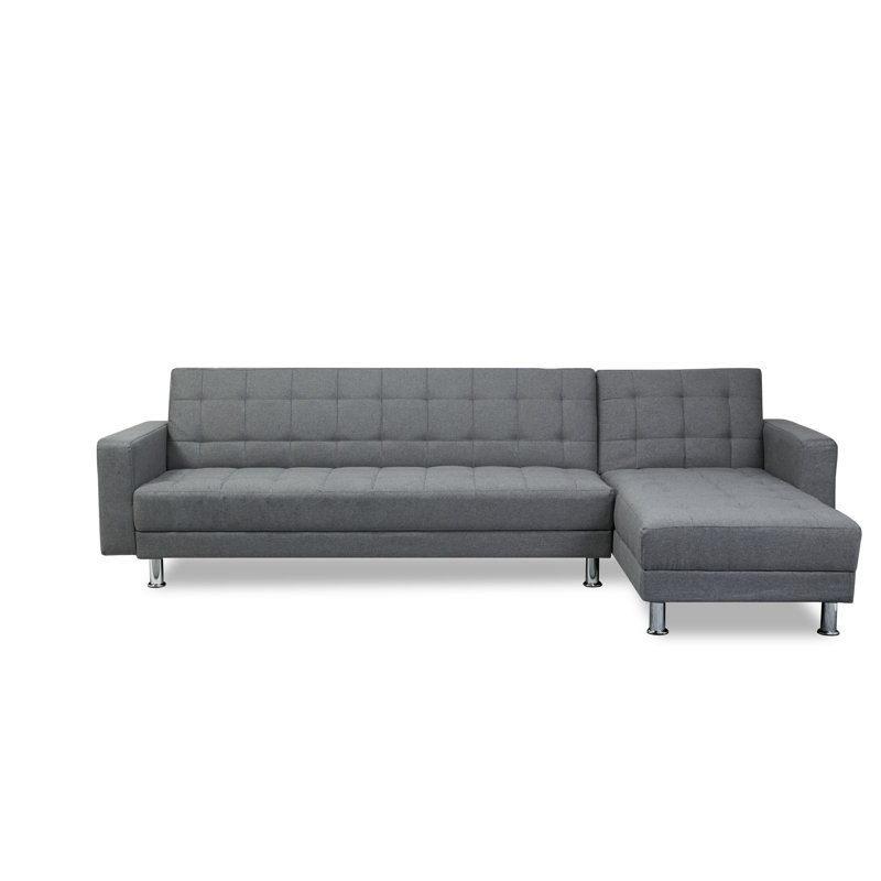 Modular Corner Sofa Bed, Flat-Weave Aston Grey