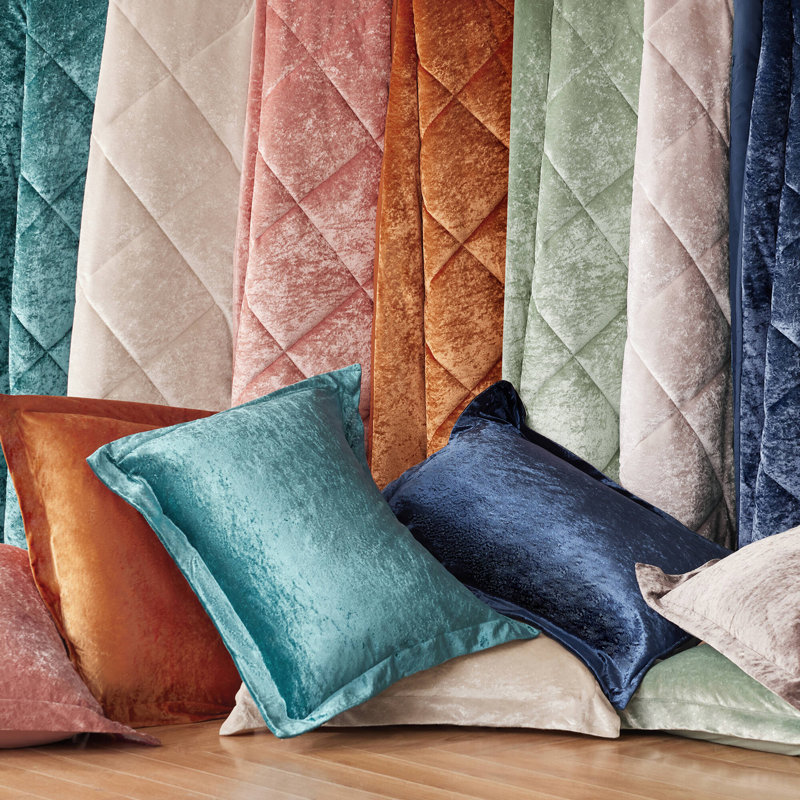 Teal Crushed Velvet Quilted Full/Queen Duvet Set