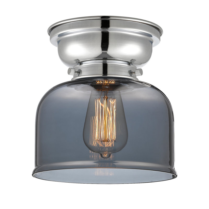 Moody 1 - Light 8" Flush Mount, Plated Smoke, Polished Chrome, 6 Watt Vinage LED Bulb