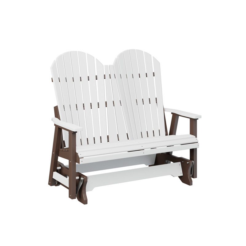 Comfo Back Outdoor Glider, White Top/Chocolate Brown Base