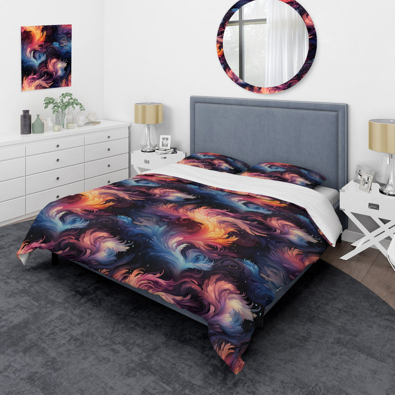 Ensemble de housse de couette Colorful Ikat Whirls I, Housse de couette pour grand lit et 2 taies décor
