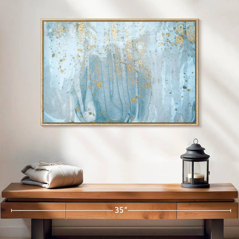 Giard bleu clair, 25 po x 17 po, Cadre flottant en bois naturel