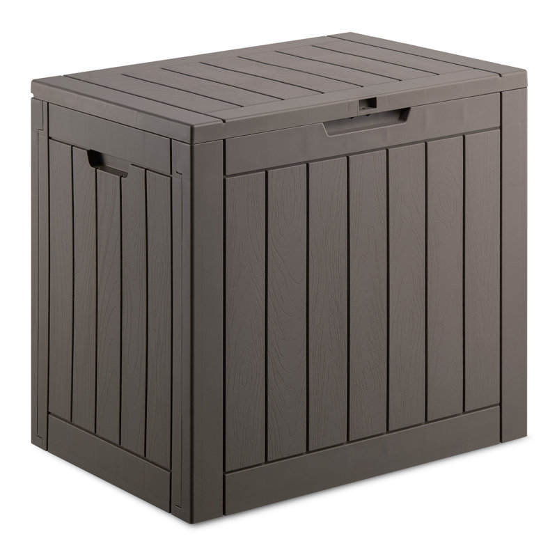VonHaus 56.1cm W 118L Polypropylene Plastic Lockable Deck Box with Wheels in Grey