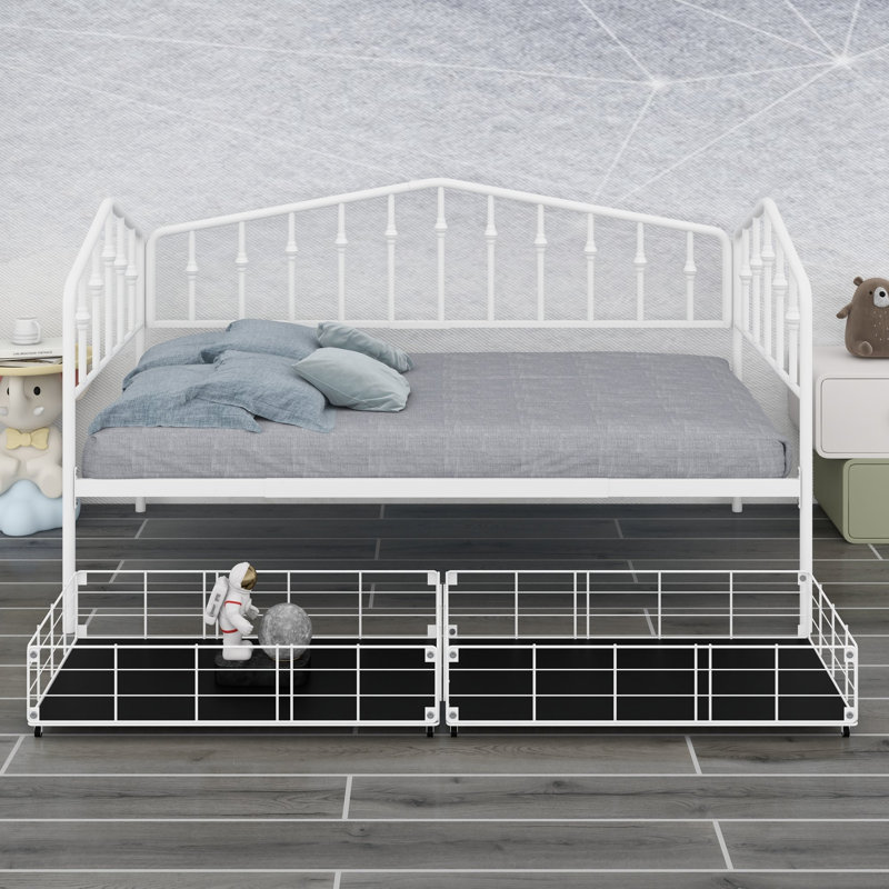 Le lit de jour avec tiroirs de rangement offre une installation simple et un style polyvalent, White