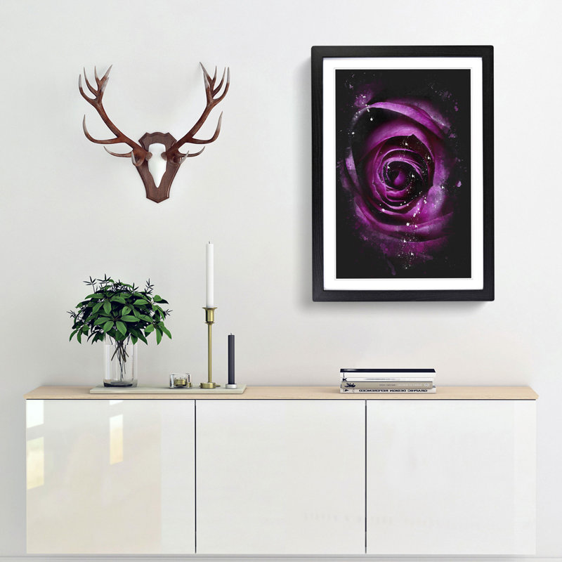 Striking Purple Rose - Framed Print, 63cm H x 45cm W x 2cm D, Black Framed