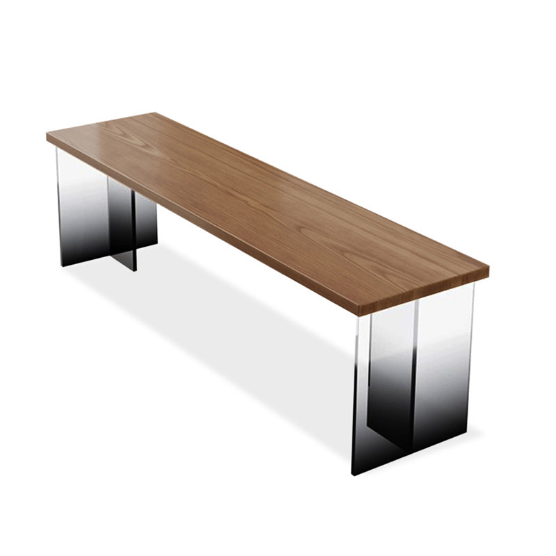 Brown+Black Rectangular Solid Wood+Acrylic desk, 29.53" H x 78.74" W x 23.62" D