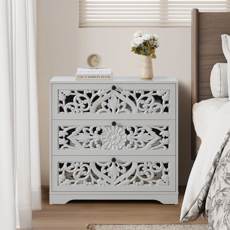 Commode 3 tiroirs Farmhouse, Gris